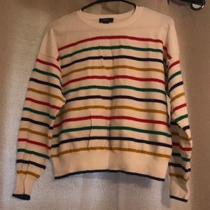 Multicolored Striped White Background Long Sleeve